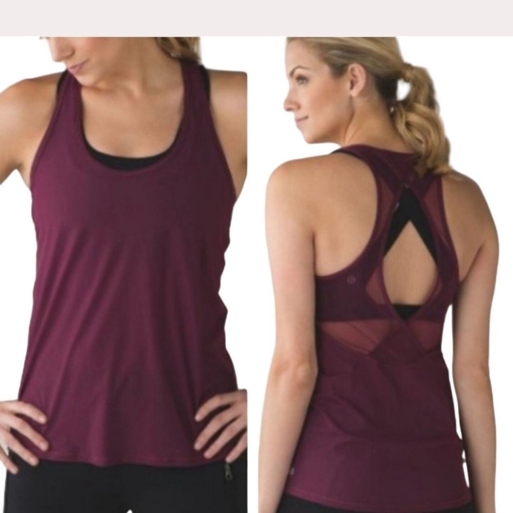 Lululemon Women's Tranquil Racerback Tank‎ Mesh Top Red Grape Medium?